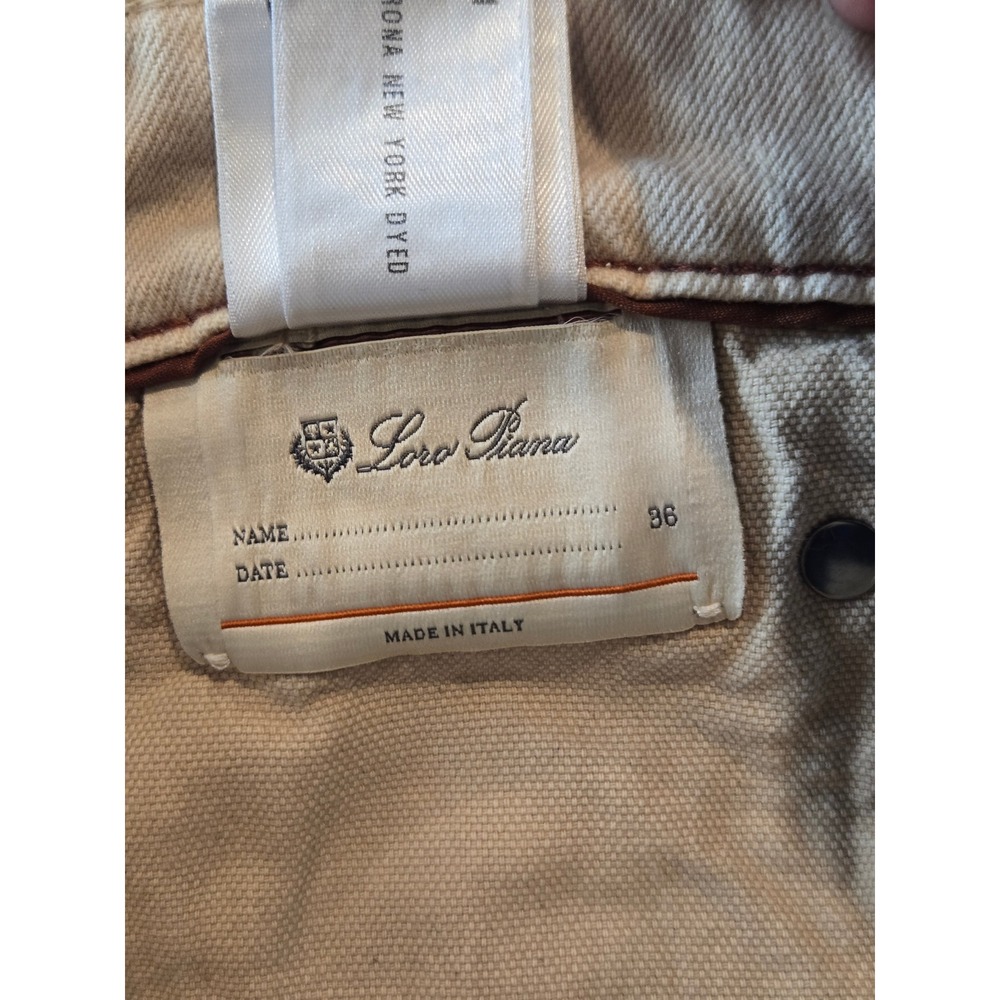 Loro Piana Quarona Pants Mens 36 Beige Italian Cotton Stretch 5 Pocket Trousers - Picture 7 of 15